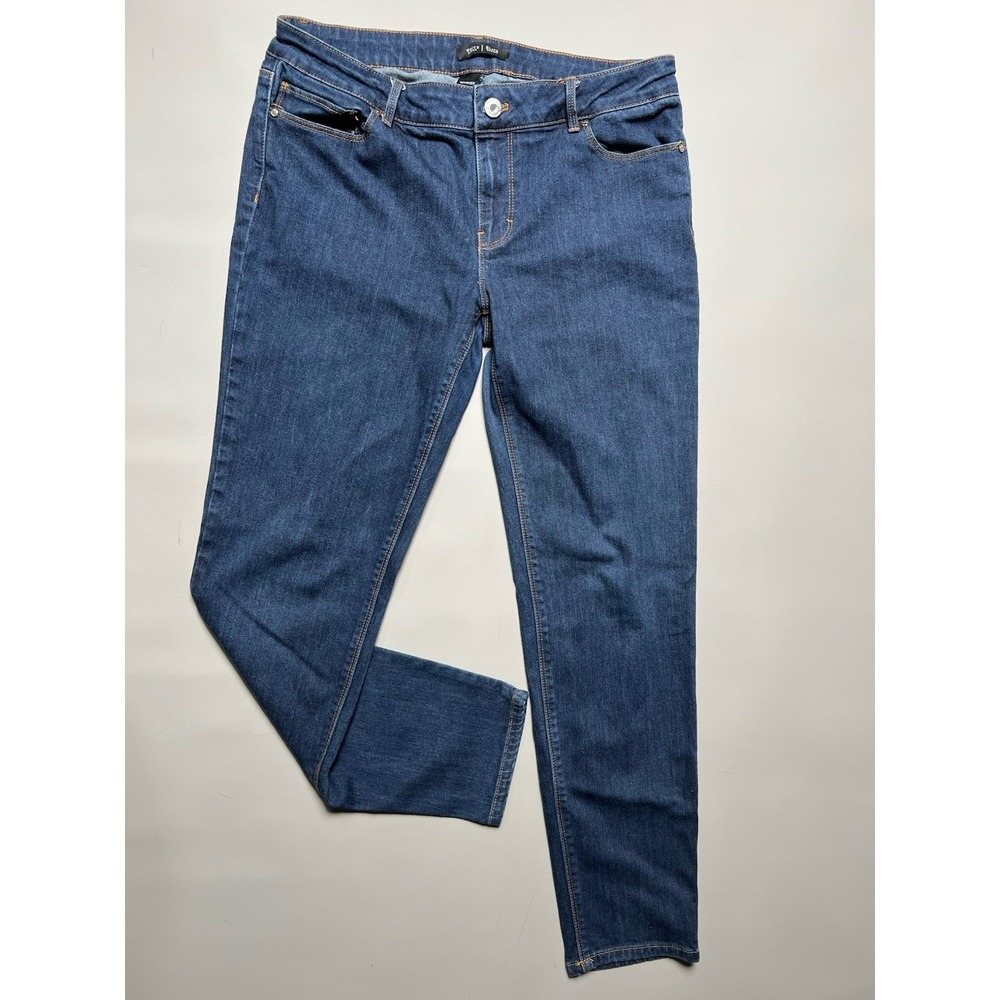 White House Black Market Women's Blue Dark Wash Skinny Jeans Mid Rise Size 8